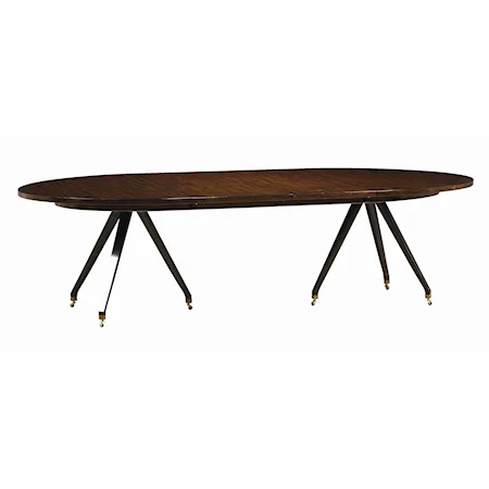 "It's Got Legs" Postmodern Oval Top Dining Table with Castered Tripod Base and (2) 20" Extension Leaves